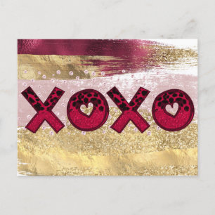 Cartes Pour Fêtes Annuelles Glam Parties scintillant Gold Red Luxe XOXO Valent