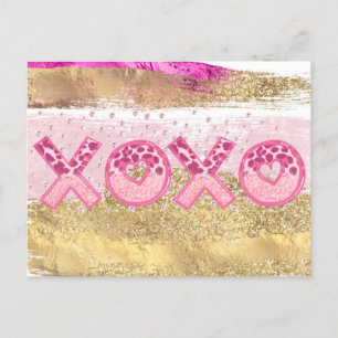 Cartes Pour Fêtes Annuelles Glam Parties scintillant Gold Rose Luxe XOXO Valen