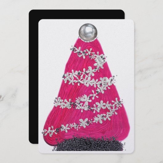 Cartes Pour Fêtes Annuelles Glam Pink sapin de Noël (Devant / Derrière)