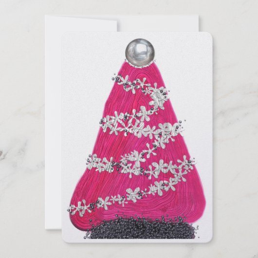 Cartes Pour Fêtes Annuelles Glam Pink sapin de Noël (Devant)