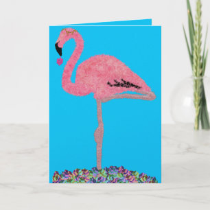 Cartes Pour Fêtes Annuelles Glam rose Hanukkah flamant plage