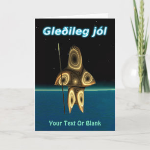 Cartes Pour Fêtes Annuelles Gleðileg Jól - Chasseur inuit fragile