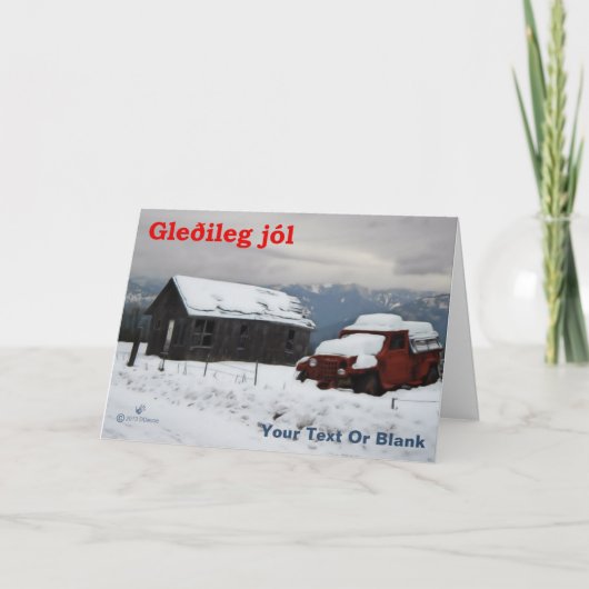 Cartes Pour Fêtes Annuelles Gleðileg Jól - Vieux camion rouge (Devant)