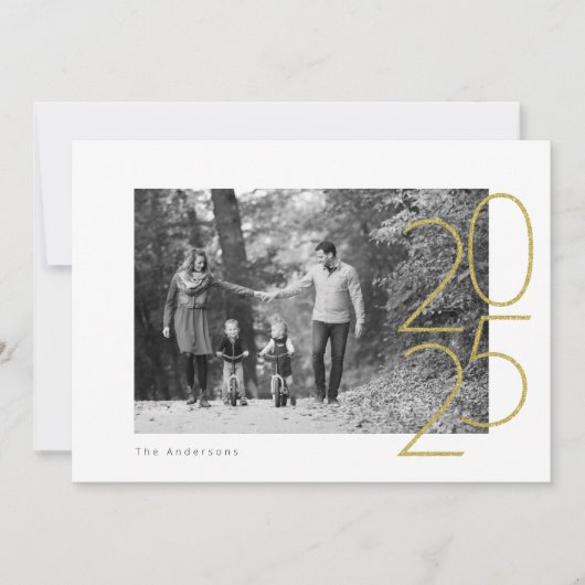 Cartes Pour Fêtes Annuelles Glitter Joyeux 2025 Photo (Devant)