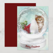 Cartes Pour Fêtes Annuelles Globe De Neige Kitten De Noël En Stocker (Devant / Derrière)