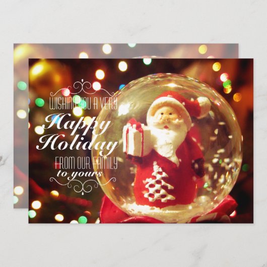 Cartes Pour Fêtes Annuelles globe de neige Santa Claus (Devant / Derrière)