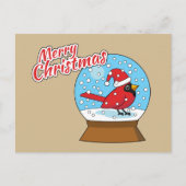 Cartes Pour Fêtes Annuelles Globe des neiges avec cardinal rouge mignon (Devant)