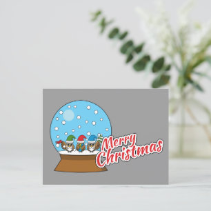 Cartes Pour Fêtes Annuelles Globe des neiges avec trois Chouettes Gnomes