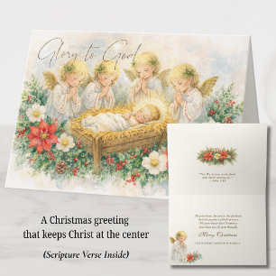 Cartes Pour Fêtes Annuelles Gloire à Dieu Anges de la Nativité Vœux de Noël