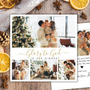 Cartes Pour Fêtes Annuelles Gloire à Dieu Collage de photos religieuses Noël