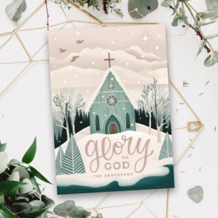 Cartes Pour Fêtes Annuelles Gloire à Dieu   Église religieuse de Noël