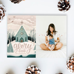 Cartes Pour Fêtes Annuelles Gloire à Dieu Église religieuse de Noël Photo