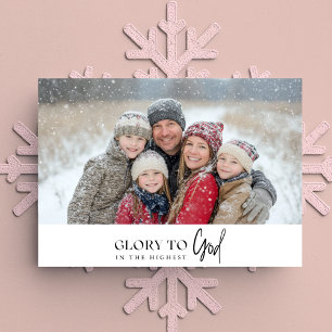 Cartes Pour Fêtes Annuelles Gloire à Dieu Foi Fondée Saint Noël Photo Rouge