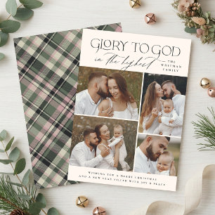 Cartes Pour Fêtes Annuelles Gloire à Dieu Plaid Collage de Noël Photo