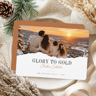 Cartes Pour Fêtes Annuelles Gloire à Dieu Religieux Bord Déchiré Photo Noël