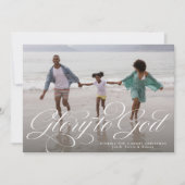 Cartes Pour Fêtes Annuelles Gloire à Dieu religieux une photo élégant Noël (Devant)