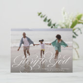 Cartes Pour Fêtes Annuelles Gloire à Dieu religieux une photo élégant Noël (Debout devant)