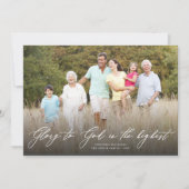 Cartes Pour Fêtes Annuelles Gloire à Dieu Script Photo de Noël Religieux (Devant)