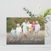 Cartes Pour Fêtes Annuelles Gloire à Dieu Script Photo de Noël Religieux (Debout devant)