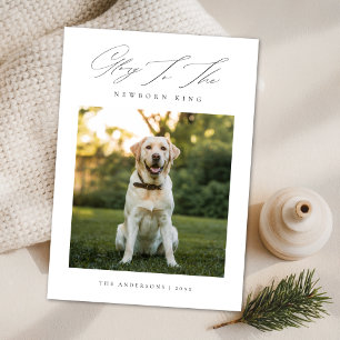 Cartes Pour Fêtes Annuelles Gloire au nouveau-né roi chien photo Noël