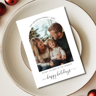 Cartes Pour Fêtes Annuelles Gloire de Noël à Dieu mignonne photo de famille he