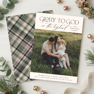 Cartes Pour Fêtes Annuelles Gloire Élégante à Dieu Photo de Noël Religieuse