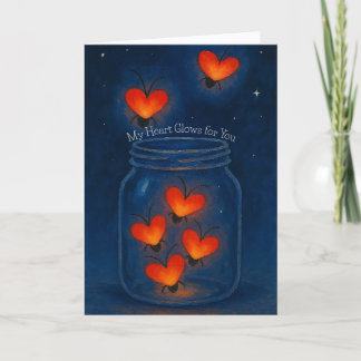 Cartes Pour Fêtes Annuelles Glowing Heart Bugs in a Jar Love