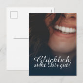 Cartes Pour Fêtes Annuelles Glücklich steht Dir intestin ! - Blau (Devant / Derrière)