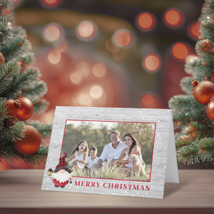 Cartes Pour Fêtes Annuelles Gnome Bûcheron Rustique Photo de Noël Personnalisé