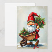 Cartes Pour Fêtes Annuelles Gnome Contemporain Non Photo - Élégant Simple Mign (Devant / Derrière)