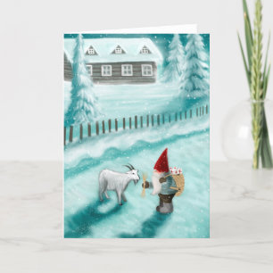 Cartes Pour Fêtes Annuelles Gnome dans le paysage scandinave