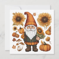 Gnome d'automne avec citrouilles et tournesols 