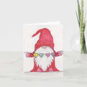 Cartes Pour Fêtes Annuelles Gnome de la Saint-Valentin avec guirlande de cœur