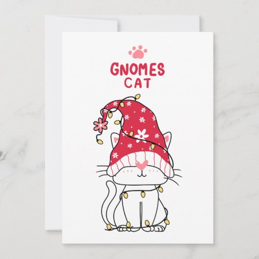 Cartes Pour Fêtes Annuelles Gnome de Noël Chat (Devant)
