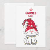 Cartes Pour Fêtes Annuelles Gnome de Noël Chat (Devant / Derrière)