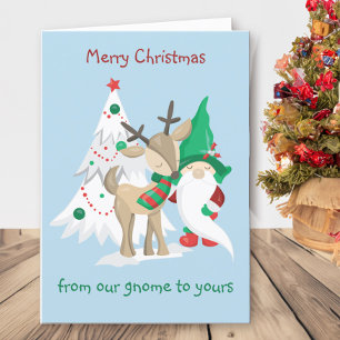 Cartes Pour Fêtes Annuelles Gnome de Noël de notre maison à la vôtre Mignon Dr