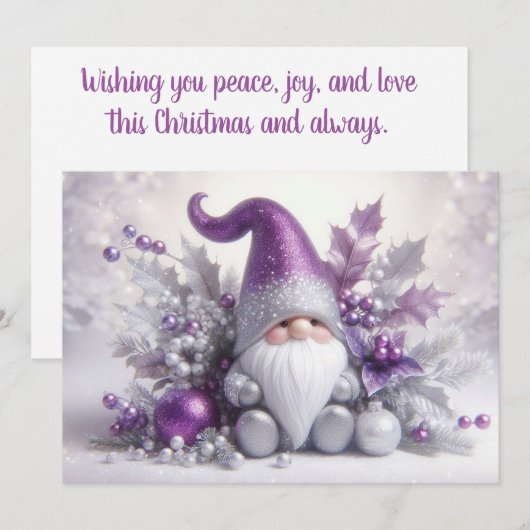 Cartes Pour Fêtes Annuelles Gnome de Noël mignon (Devant / Derrière)