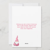 Cartes Pour Fêtes Annuelles Gnome de Noël rose avec le Casquette gagnant Jolly (Dos)