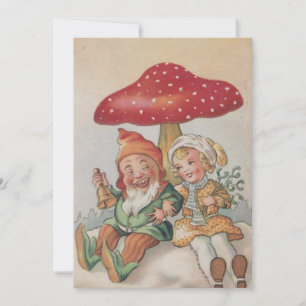 Cartes Pour Fêtes Annuelles Gnome De Noël Vintage Avec Fille Par Champion