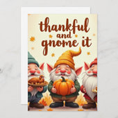 Cartes Pour Fêtes Annuelles gnome de voeux de Thanksgiving (Devant / Derrière)