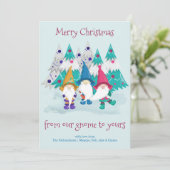 Cartes Pour Fêtes Annuelles Gnome et Arbres de Noël Funny Pun (Debout devant)
