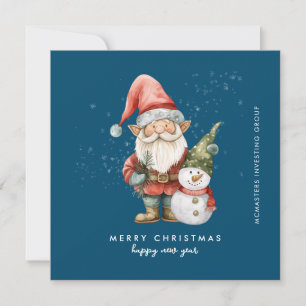 Cartes Pour Fêtes Annuelles Gnome et Snowman Joyeux Noël d'affaires Appartemen