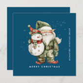 Cartes Pour Fêtes Annuelles Gnome et Snowman Joyeux Noël d'affaires Appartemen (Devant / Derrière)
