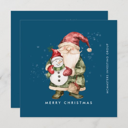 Cartes Pour Fêtes Annuelles Gnome et Snowman Joyeux Noël d'affaires Appartemen (Devant / Derrière)