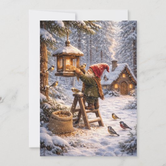 Cartes Pour Fêtes Annuelles Gnome Feeding Birds (Devant)