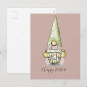 Cartes Pour Fêtes Annuelles Gnome fille mignonne avec oeufs Pâques (Devant / Derrière)