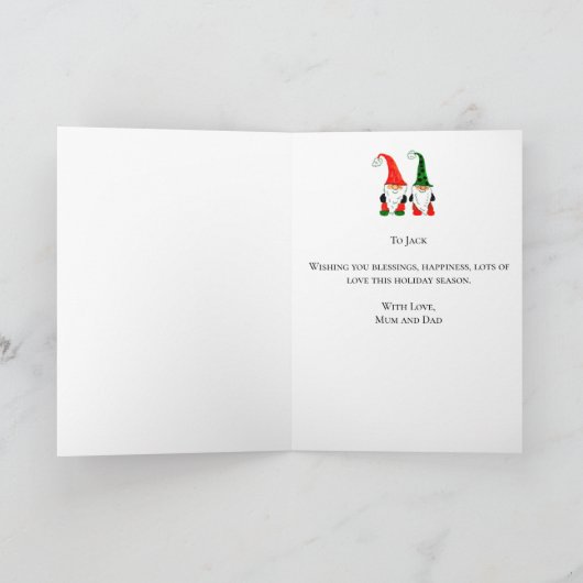 Cartes Pour Fêtes Annuelles Gnome Fils Noël Homme en pain d'épice (Intérieur)
