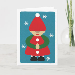 Cartes Pour Fêtes Annuelles Gnome Flocons de Neige
