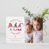 Cartes Pour Fêtes Annuelles Gnome for Holidays Cute Fun Rustic Custom Photo (Debout devant)