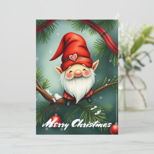 Cartes Pour Fêtes Annuelles Gnome Funny Imaginaire Whimsical branché Pas de ph (Debout devant)